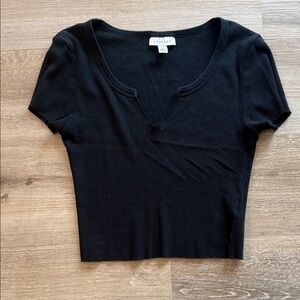 Topshop Black Ribbed Crop Top